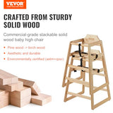 VEVOR Wooden Double Solid Wood Feeding, Eat & Grow Portable High, Easy to Clean Baby Booster Seat, Compact Toddler Chair, Natural VEVOR