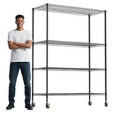 Whitmor 4 Tier Storage Shelves with Wheels, Heavy Duty Metal Shelving Unit, 625 lbs Capacity per Shelf, 2500 lbs Total for Kitchen, Garage, Plant, 55" L x 24" W x 72" H, Black Whitmor
