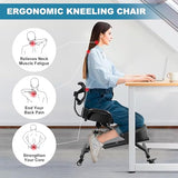 Ergonomic Kneeling Chair, Lumbar Support Kneeling Chair with Adjustable Height and Footrest for Desk Work for Home and Work, Improve Your Postures, 4" Thick Comfortable Cushions, Locking Wheels Generic