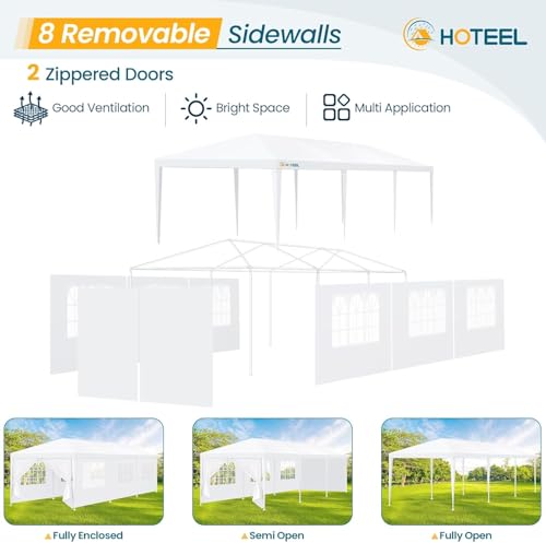 HOTEEL 10x30 Party Tent with 8 Removable Sidewalls for Parties, Weddings, BBQ, Baby Shower, Waterproof Outdoor Event Canopy, Patio Camping Gazebo, Carpas para Fiestas, White Hoteel