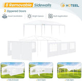 HOTEEL 10x30 Party Tent with 8 Removable Sidewalls for Parties, Weddings, BBQ, Waterproof Outdoor Event Canopy, Patio Camping Gazebo, Carpas para Fiestas, White Hoteel
