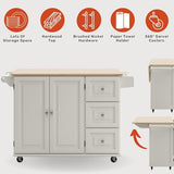 Homestyles Mobile Kitchen Island Cart with Wood Drop Leaf Breakfast Bar, Off White,Soft White, 54 Inch Width homestyles