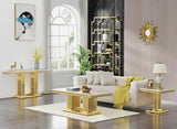 Goderfuu 47" White Marble Console Table, Rectangular Faux Marble Sofa Table, Luxury Entryway Narrow Long Hallway, Modern Living Room With Gold Stainless Steel I-Base Goderfuu