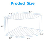AKAZA 2Pcs 2-Tier Corner Stackable Organizer Shelf for Kitchen - Cabinet Storage Shelf Rack, Shelves，Kitchen Counter and Cabinet Shelf, Storage Rack Organizer (White) AKAZA