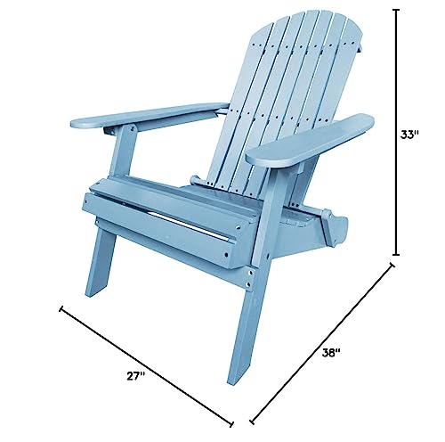 Adirondack Chair,Folding Wooden Lounger Chair，All-Weather Chair for Fire Pit/Garden/Fish with 250lbs Duty Rating，Turquoise - WoodArtSupply