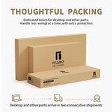 FEZIBO 66 Inch Executive L Shaped Standing Desk, Electric Height Adjustable Stand up Desk with 2-Drawer File Cabinet, Home Office Modern Wood Computer Desk with Shelves, White Frame/Light Walnut Top FEZIBO