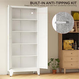 COFaR 71" Metal Pantry Cabinet with 5 Adjustable Shelves, White Storage Cabinet with Doors, Sturdy Freestanding Cupboard for Kitchen Organization, Living Room & Bathroom COFaR