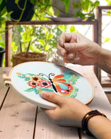 FREFTA 3 Pack Butterfly Embroidery kit for Beginners to Advanced, Floral Hand Embroidery & Cross Stitch mini Tool Kit with Stamped Patterns, Hoop, Threads & Needles, DIY Starter Kit with Instructions