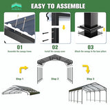 Polar Aurora 12x20 FT Metal Carport, Car Port with Enhanced Base Heavy Duty Garage Outdoor Galvanized Car Shelter, for Car, Boats and Truck Polar Aurora