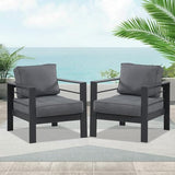 Wisteria Lane 2 Pieces Patio Furniture Aluminum Armchair, All-Weather Outdoor Single Sofa, Grey Metal Chair with Dark Grey Cushions Wisteria Lane