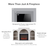 Mopio Blake 59" Arched TV Stand for 32/42/55/60/65 Inch TVs, Fireplace Mantel, Modular Side Storage Shelves, Entertainment Center for Living Room, TV Table Credenza, Media Console (White, With Insert) mopio