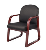Boss Office Products Mahogany Frame Fabric Side Chair in Black, 250 (B9570-BK) Boss Office Products