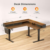 WALKINGDESK 63 Inches Height Adjustable L Shaped Standing Desk with 3 Drawers and Monitor Shelf, Electric Sit to Stand Home Office Comupter Table, Ergonomic Corner Gaming Desk, Black Walnut WALKINGDESK