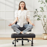 Criss Cross Legged Office Chair with Wheels,Swivel Meditation Chair for ADHD,Ergonomic Cross Legged Desk Chair with Thicken Adjustable Footstool,PU Sitting Fidgeting Kneeling Chair for Home Yoga Black BIGGARSIT