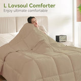 L LOVSOUL Down Alternative Comforter King Size Duvet Insert,All Season Duvet Insert with Corner Tabs,Khaki Comforter King 106x90Inches L LOVSOUL