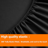 TAIMIT Queen Size Comforter Set - 7 Pieces, Bed in a Bag Bedding Sets with All Season Soft Quilted Warm Fluffy Reversible Comforter,Flat Sheet,Fitted Sheet,2 Pillow Shams,2 Pillowcases,Black TAIMIT