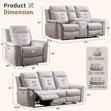 ANJ Power Recliner Chair for Adults with USB Charging, Breathable Faux Leather Oversized Electric Recliners, Single Overstuffed Heavy Duty Reclining Sofa Chairs for Living Room, Beige