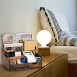 Pumtus Brown Wooden Mail Organizer, Desk Organizer with 7 Compartments and Drawer, Rustic Mail Sorter with Pen Holder, Tabletop Mail Basket, Office Accessories Holder for Pen File Letter Document Pumtus