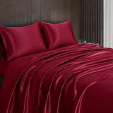 Homiest Burgundy Satin King Flat Sheet - Luxury & Ultra Soft Bedding for King Mattress, Single Sheet Sold Separately Homiest