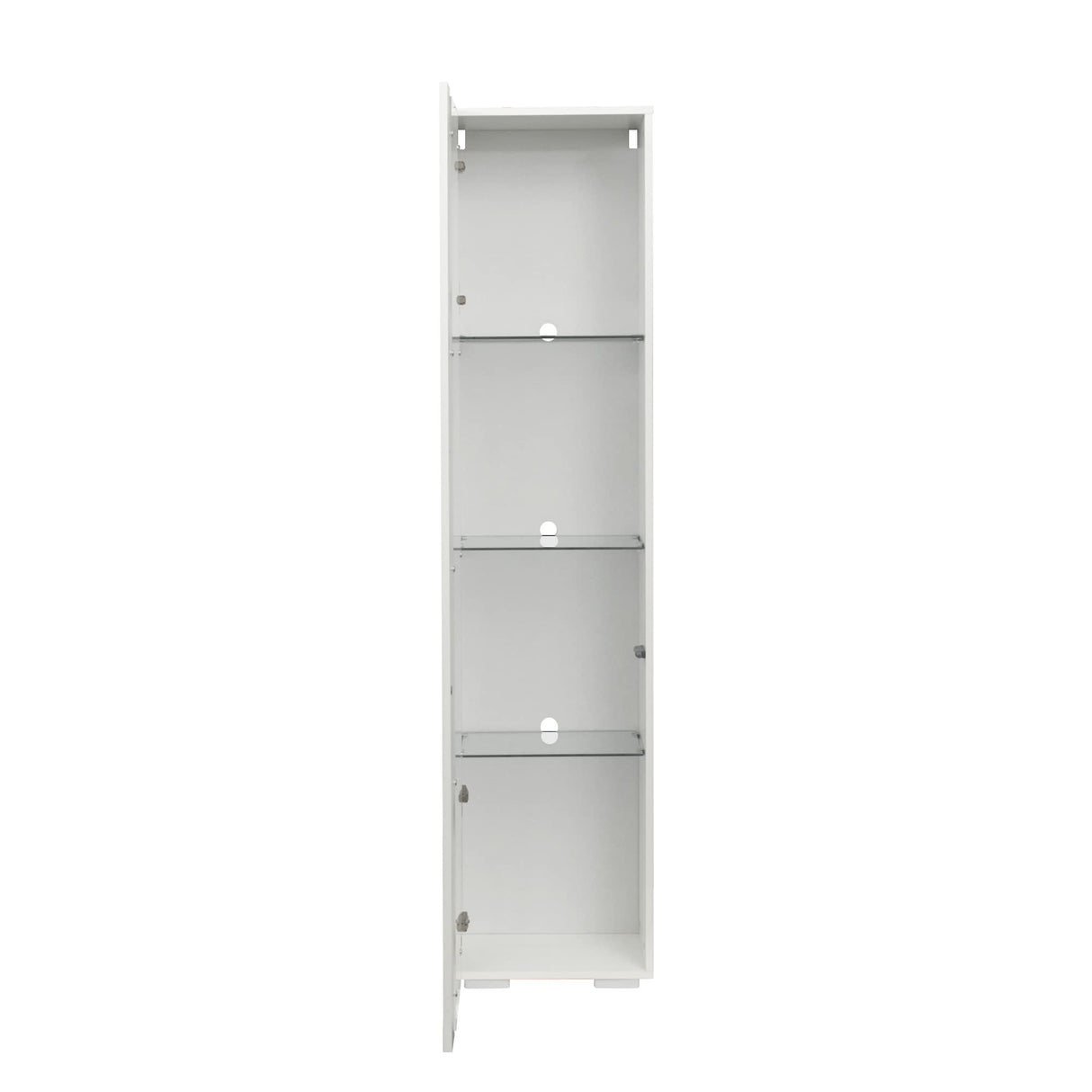 Bellemave High Gloss LED Bookcase Narrow Storage Cabinet with Adjustable Shelves & Cupboard with Door, Freestanding Tall Cabinet for Living Room, Hallway, Office, White Bellemave