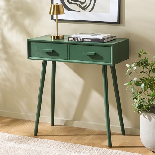 SAFAVIEH Home Collection – Dean Garden Green 2-Drawer Console Table, Mid-Century Modern Entryway & Living Room Accent (COF5701G) SAFAVIEH