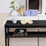 Timberer Narrow Console Table, 39.4” Sofa Table with Adjustable Shelf, 2-Tier Long Skinny Table for Hallway, Entryway, Living Room, Foyer, Black Timberer