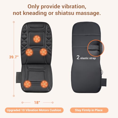 CARSHION Back Massager with Heat,Heated Seat Cover Cushion with 5 Vibrating Massage Nodes Chair Pad for Pain Relief Home Office Use CARSHION