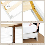 Bme Ethan Solid Wood King Bed Frame with Diamond Headboard - Rustic & Mid-Century Modern - Acacia Wood Platform Bed - Compatible with All Mattresses - No Box Spring Needed - Rustic White Bme