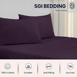 SGI 1000 Thread Count Egyptian Cotton King Sheet Set – Ultra Soft, Deep Pocket 15” Fitted, Breathable & Hotel-Quality,Luxury 4-Piece Premium Bedding Set for Crisp, Durable Comfort – Plum SGI bedding