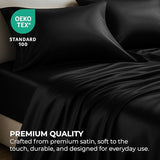 Satin Sheets Twin [3-Piece, Black] Hotel Luxury Silky Bed Sheets - Extra Soft 1800 Microfiber Sheet Set, Wrinkle, Fade, Stain Resistant - Deep Pocket Fitted Sheet, Flat Sheet, Pillow Cases Pure Bedding