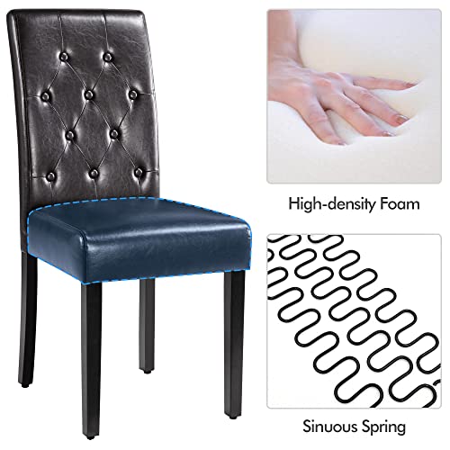 Yaheetech Set of 6 Dining Chairs Kitchen Chairs with Faux Leather Surface and Rubber Wood Legs Modern Tufted Side Chairs for Dining Room, Kitchen, Living Room, Brown Yaheetech