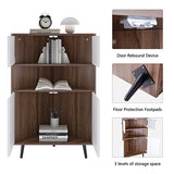 SogesHome Wood Corner Cabinet Wall Corner Storage Cabinet, Storage Display Table Stand Cabinet, with Doors and Open Shelf, for Small Places, Living SogesHome