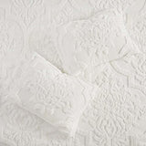 Madison Park Tufted Chenille Cotton Comforter, All Season Bedding Set, Matching Shams, Viola, Damask Off White King/Cal King(104"x92") 3 Piece Madison Park