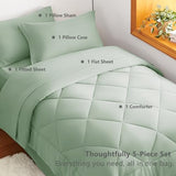 CozyLux Twin Comforter Set with Sheets Sage Green - 5 Pieces Bed in a Bag Twin, All Season Bed Set for Girls and Boys, Bedding Set with Down Alternative Comforter, Sheets, Pillowcase & Sham CozyLux