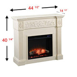 SEI Furniture Calvert Electric Fireplace with Carved Floral Trim, New Ivory SEI Furniture