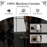 Tyrot 100% Blackout Black Boho Floral Curtains 108 Inches Extra Long for Bedroom Mid Century Botanical Black Out Curtains Room Darkening Grommet Top Thermal Insulated Window Drapes 2 Panels,52Wx108L Tyrot