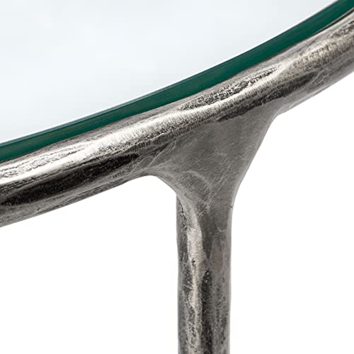 SAFAVIEH Couture Home Collection Jessa Silver Metal/Tempered Glass Top Half Moon Entryway Living Room Console Table (Fully Assembled) SAFAVIEH