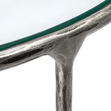 SAFAVIEH Couture Home Collection Jessa Silver Metal/Tempered Glass Top Half Moon Entryway Living Room Console Table (Fully Assembled) SAFAVIEH