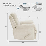Lexicon Swivel Glider Reclining Chair, Textured Microfiber Manual Recliner, Comfy Nursery Glider Recliner, Swivel Reclining Chair for Living Room/Office/Bedroom/Apartment, Beige