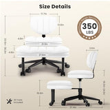 Cross Legged Office Chair, Ergonomic Cloud Criss Cross Desk Chair, Meditation Chair with Wheels, Height Adjustable Seat for ADHD, Wide Kneeling Chair with Back Support, Corduroy Fabric, White HOMRELEXA