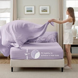 Bedsure Full Comforter Set Light Purple - Bed in a Bag Full Size Bedding Set 7 Pieces, GentleSoft™ Pintuck Bed Set Gift for Family, Pinch Pleat All Season Comforter with Sheets, Pillowcases & Shams Bedsure