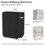 Roasivi Rollaway Bed Cover Heavy Duty Waterproof Universal Folding Bed Storage Cover with Zipper Dustproof Protector 39" L x 15" W x 44.8" H Black Roasivi