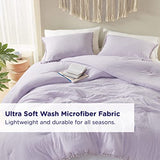 Codi Lavender Purple Full/Queen Comforter Set - Boho Aesthetic Bedding with Luxurious Pom Fringe, Soft Washed Microfiber 3pc Set, Couple-Friendly Lightweight Design, 1 Comforter & 2 Pillow Shams Codi