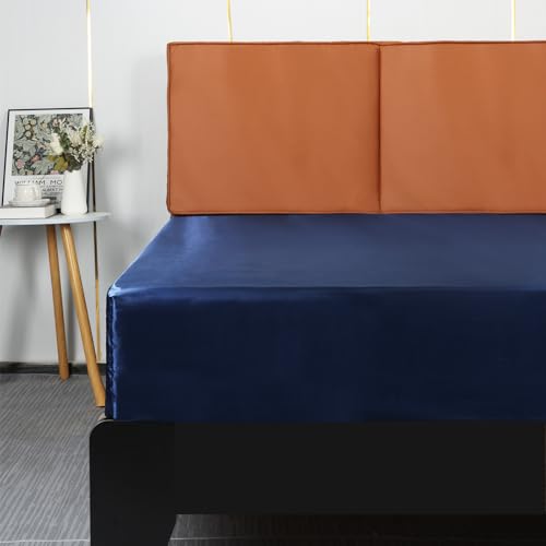 Lirex Satin Fitted Sheet Twin XL Size,Luxury & Ultra Soft Deep Pocket Single Bottom Bed Sheets Sold Separately, Navy Blue Lirex