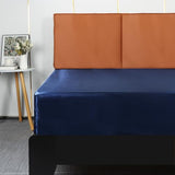 Lirex Satin Fitted Sheet Twin XL Size,Luxury & Ultra Soft Deep Pocket Single Bottom Bed Sheets Sold Separately, Navy Blue Lirex