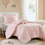 Intelligent Design Kids Twin Comforter Set for Girls, Tufted Chenille Floral Comforter Set Twin, Lightweight Polka Dot Comforter Reversible Bed Set, Sham, Pillow, Gracie, Twin Pink 3 Piece Intelligent Design