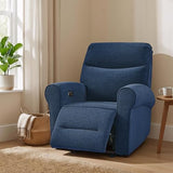 MCombo Compact Wall Hugger Power Recliner Chair for Small Spaces, Dual USB-A/C Ports, Rolled Arm Recliner for Living Room & RV, Fabric PR520 (Fabric, Navy Blue, Small)