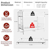HomeCyber Metal Twin Bunk+Trundle Sleeps 3, Splits into 2 Beds, Reinforced Steel Frame, Noise-Free, Growing Family & Shared Kids Room, No Box Spring, Black HomeCyber