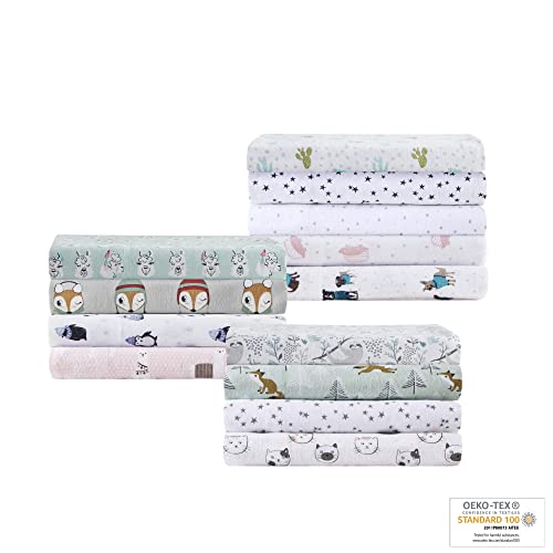 Intelligent Design Cozy Soft 100% Cotton Flannel Print Animals Stars Cute Warm, Ultra Soft Cold Weather Sheet Set Bedding, Full, Teal Dogs 4 Piece Intelligent Design
