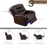 Trygoal Power Recliner Chair, Leather Recliners with Home Theater Seating, Oversized Single Electric Recliner Sofa Breathable Living Room Chairs for Adults Reading Gaming, Brown